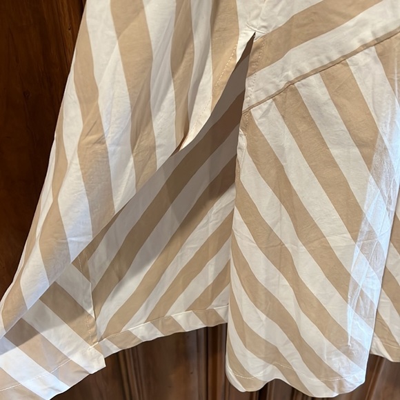 GAP Belted Patchwork Khaki Striped Midi Dress - Picture 9 of 11